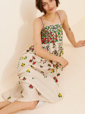 new PAYAL PATRAP X ANTHROPOLOGIE EMBROIDERED SLEEVELESS MIDI DRESS S